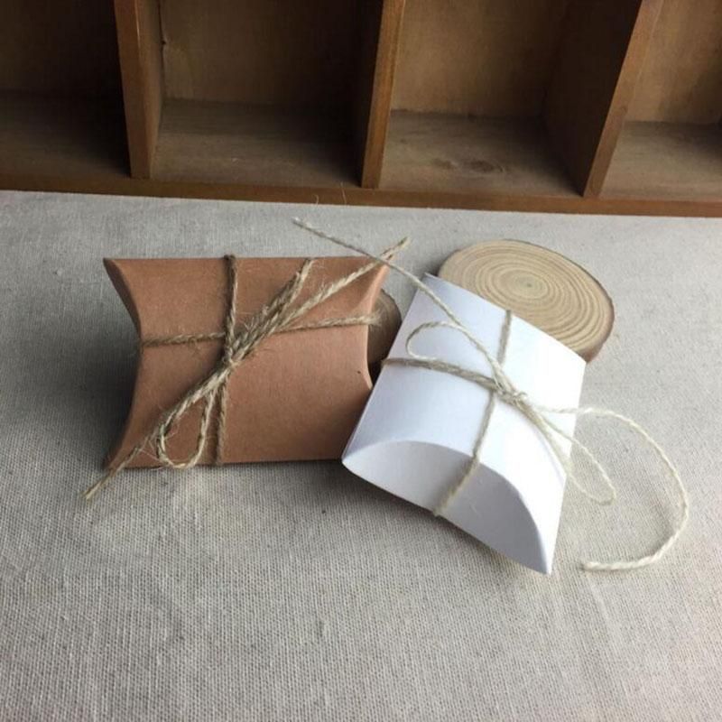 Laser Printing White And Kraft Paper Pillow Favor Gift Box