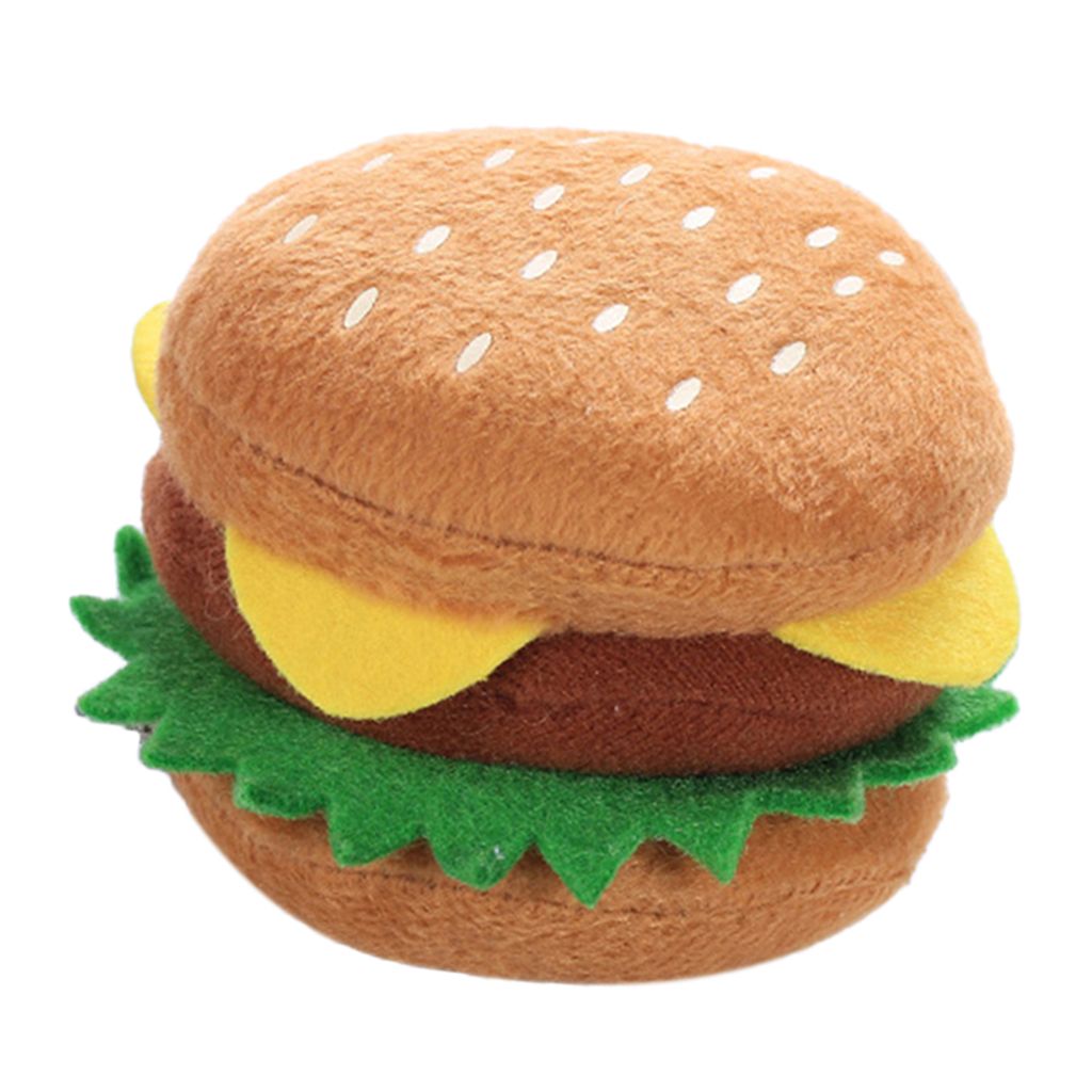 plush hamburger dog toy