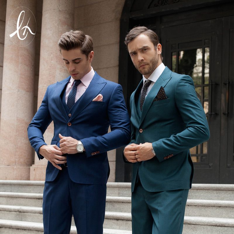 Compre Azul / Verde Novios Esmoquin Pico Solapa Padrino De Boda Traje De 3  Piezas Moda Hombre De Negocios Fiesta De Graduación Chaqueta Chaqueta  Chaqueta + Pantalones + Corbata + Chaleco 79