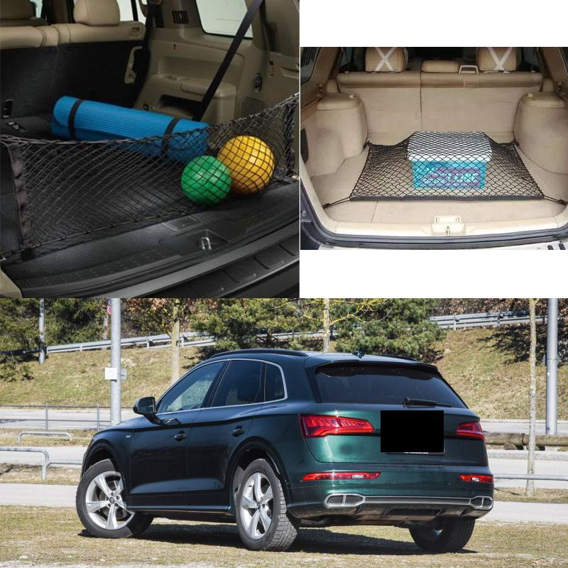 2x For AUDI SQ5 Model Car Auto Rear Trunk Cargo Organizer Storage Nylon Plain+Vertical Nets DIY