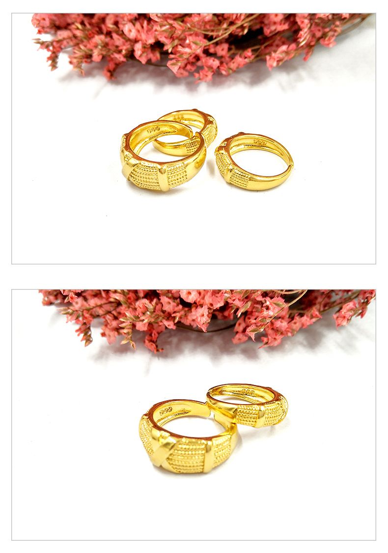 2021 Vietnam Sand Gold Star Ring The Same Couple Brass Gilded Mens 