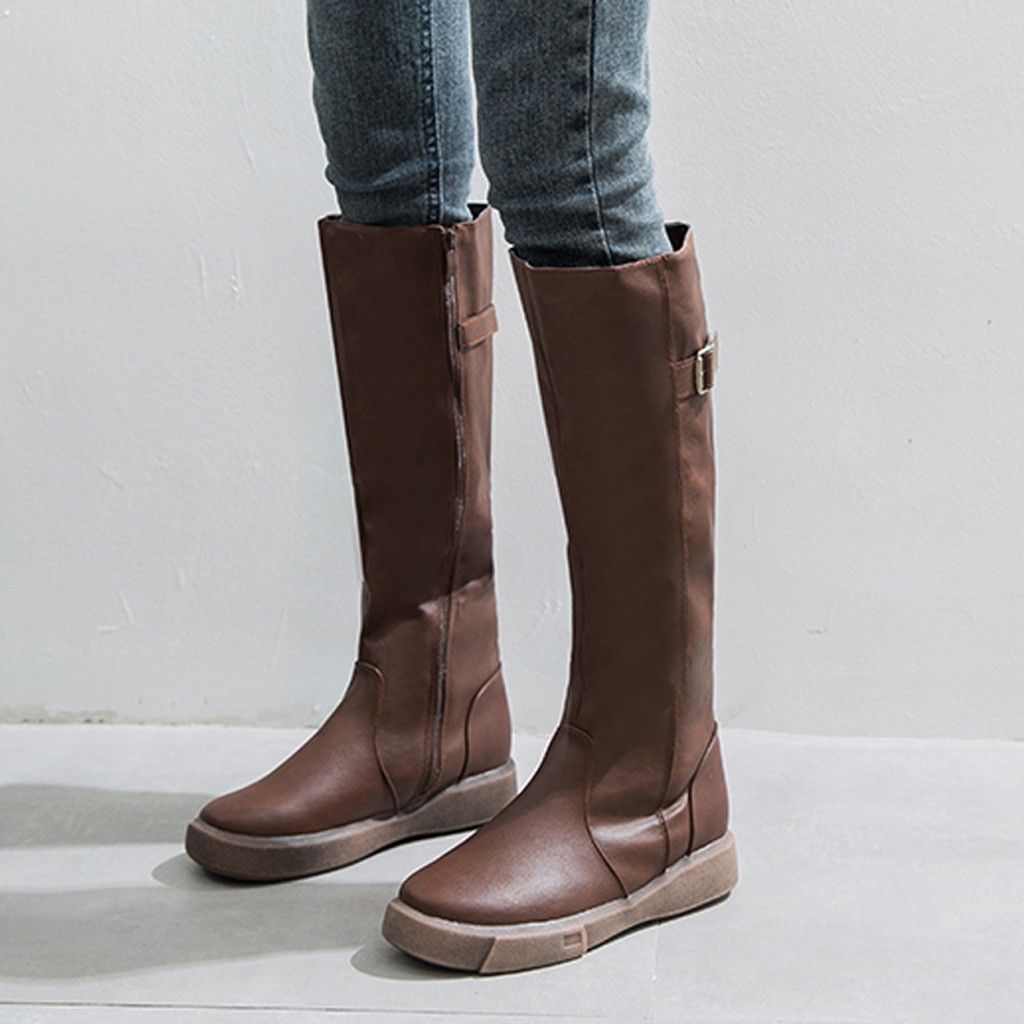 Womens Ladies Over The Knee High Long Riding Boots Low Heel Black Winter Shoes