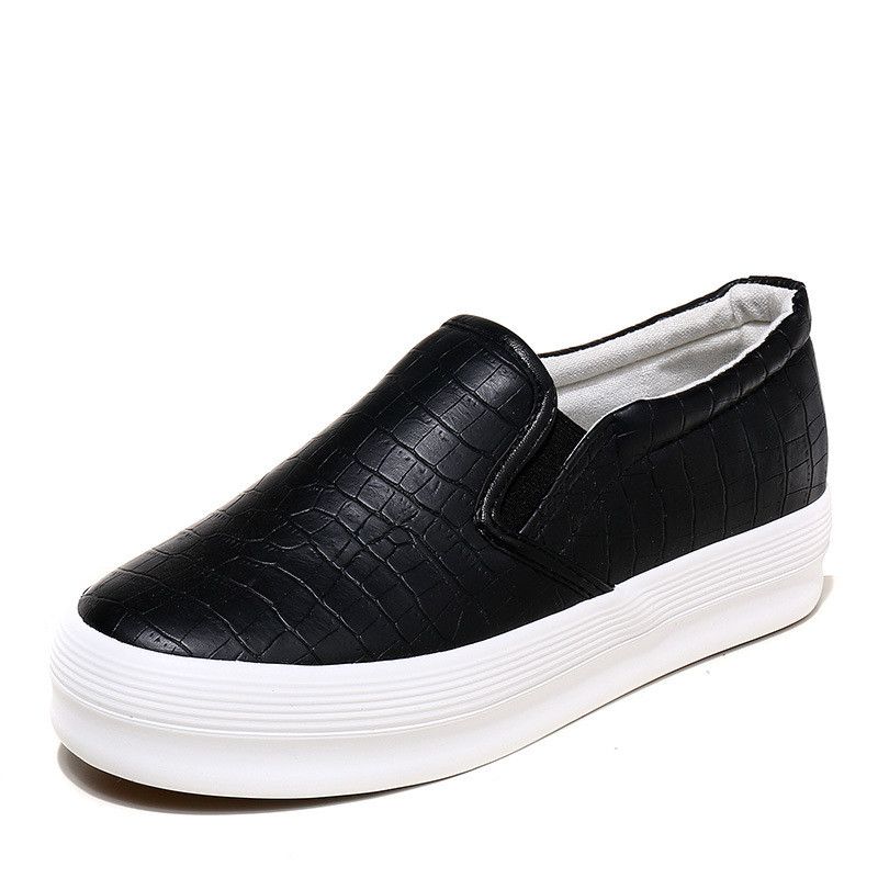 womens black slip on leather sneakers