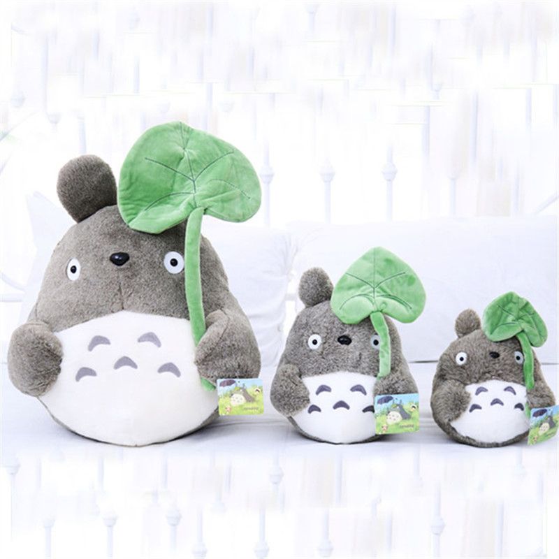 totoro plush with lotus leaf