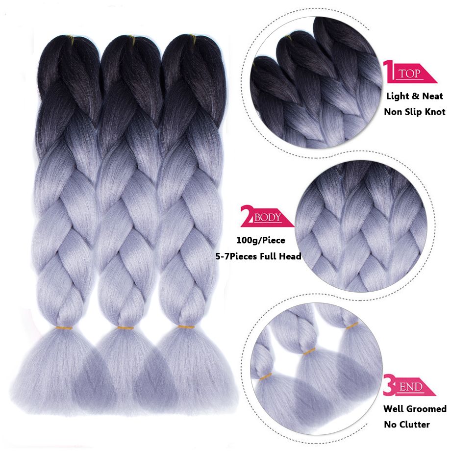 Ombre Mix Colors Kanekalon Braiding Hair Braid 100g Piece Synthetic Two  Tone High Temperature Fiber Kanekalon Jumbo Braid Hair Extensions From  Serenahair, $7.67 | DHgate.Com