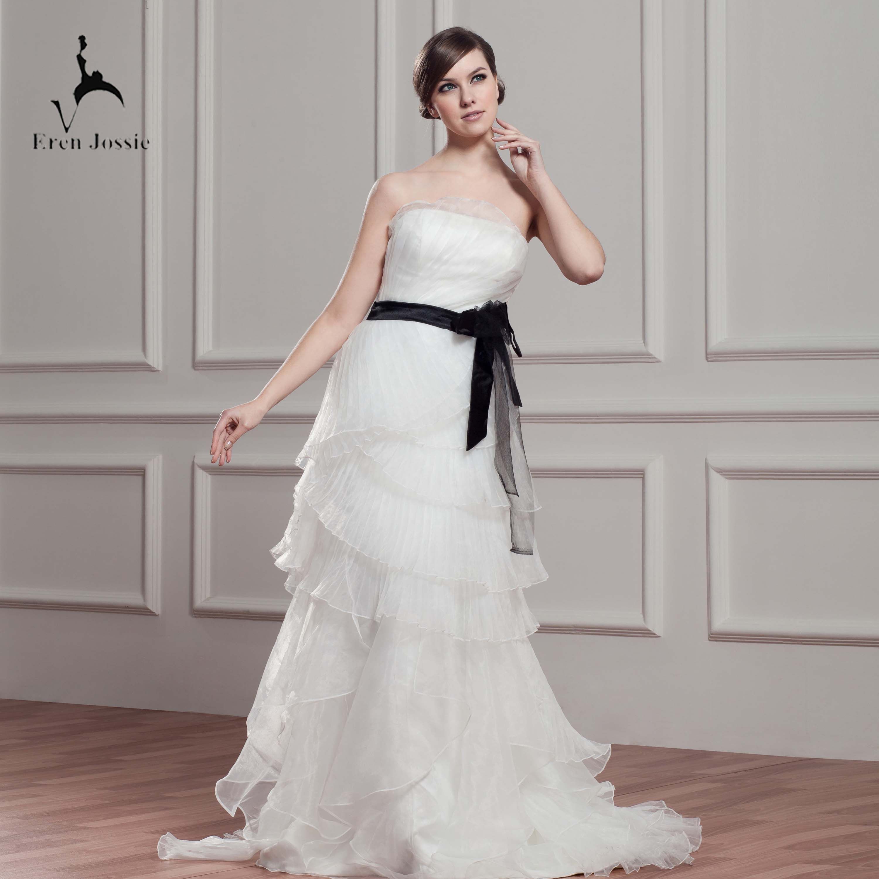 wedding dress with black belt