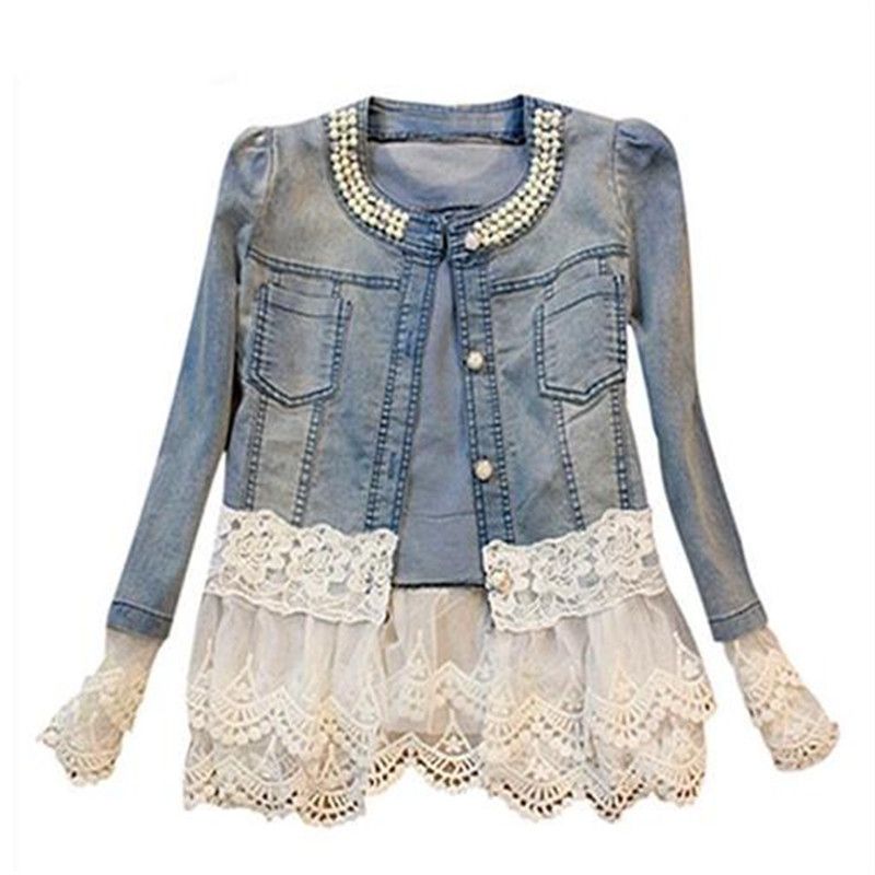 jaqueta jeans feminina com perola