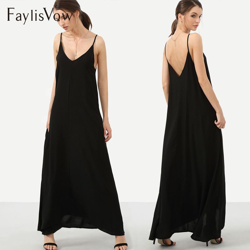 womens black maxi dress casual