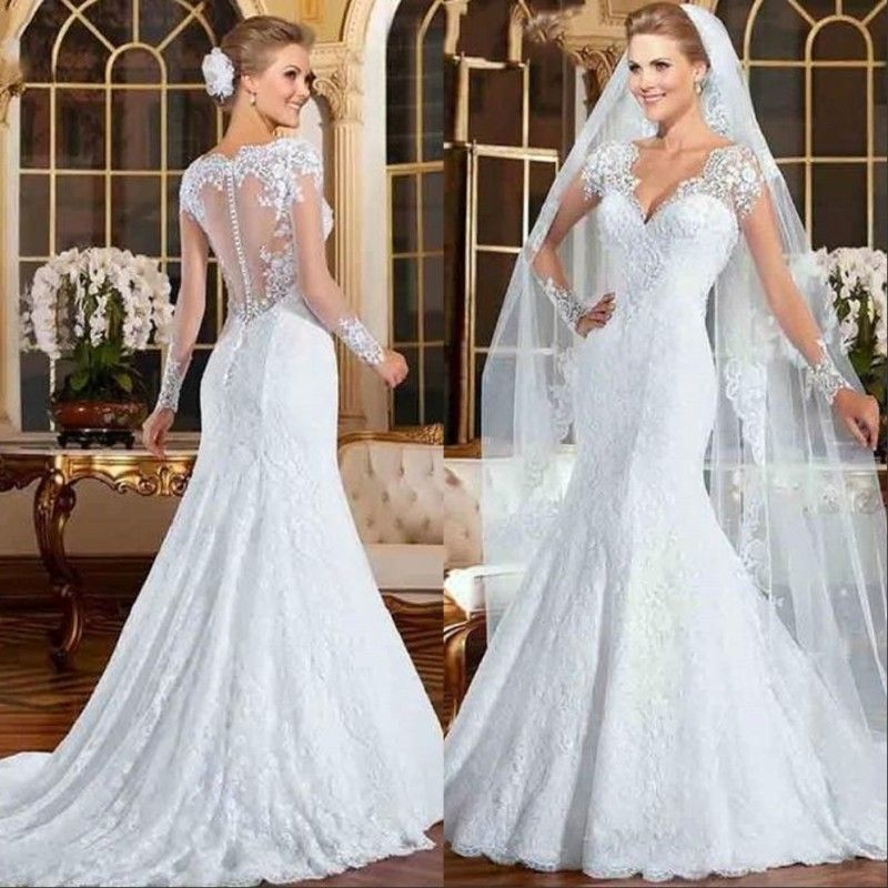 Vintage Full Lace Wedding Dresses Sheath Formal Long Sleeves Bridal Vintage Full Lace Wedding Dresses Sheath Formal Long Sleeves Bridal