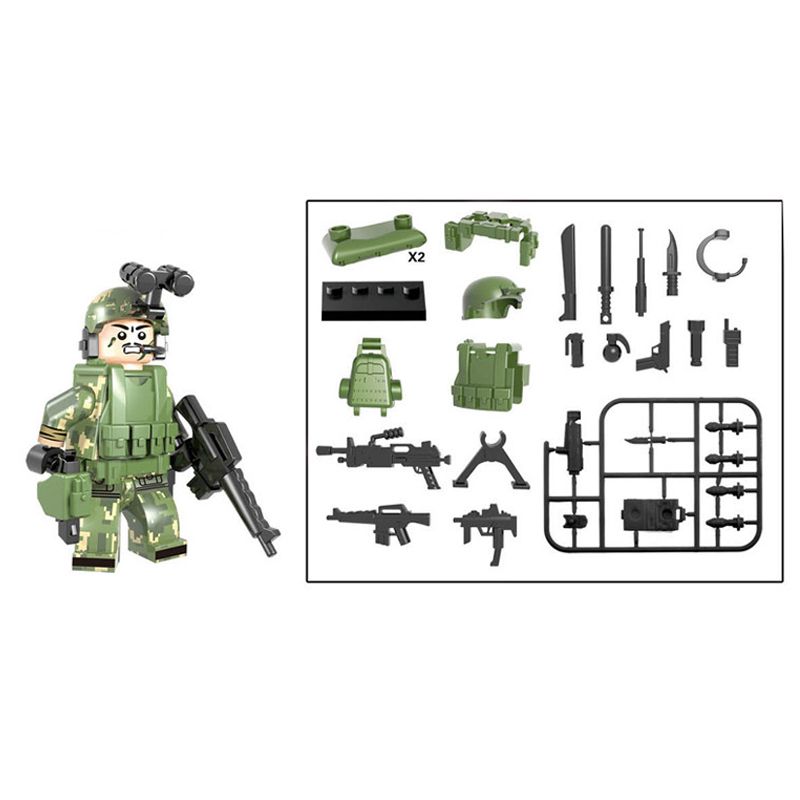 Armed Troop CF Mini Toy Figure  Military Jungle Commando Army Building Blocks 