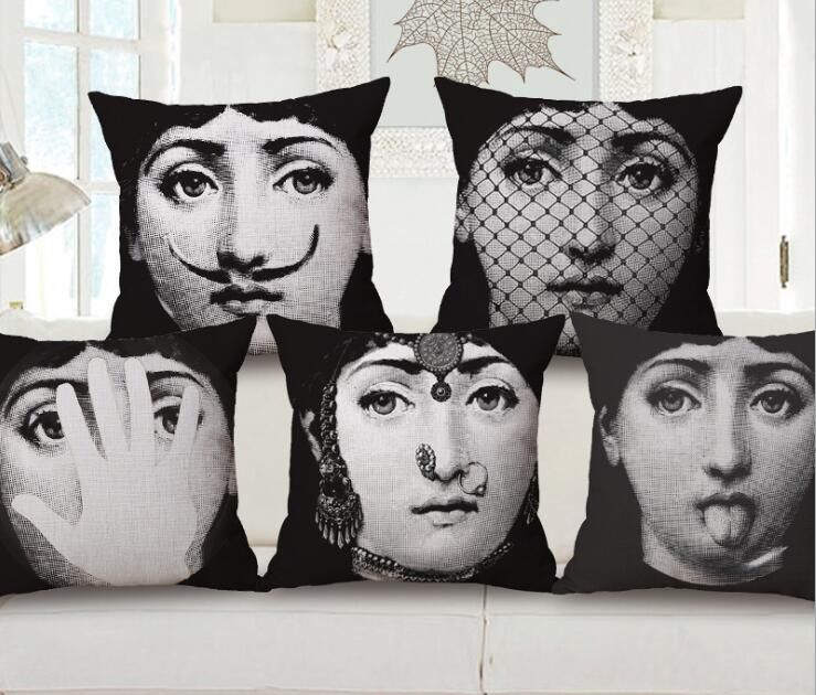 Linen Beauty Printed Pillow Case Vintage Art Beauty Face