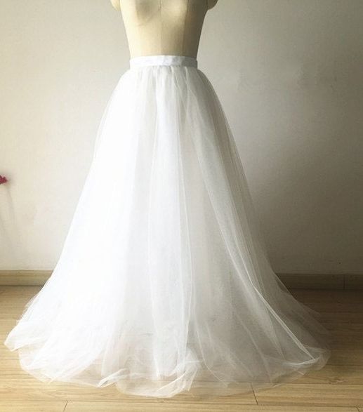 Cheap White Tulle Skirt A Line Layered Tulle Tutu Skirts Floor Length Custom Made Size Plus Size Party Prom Adult Wear Autumn Ts004 Prom Dresses