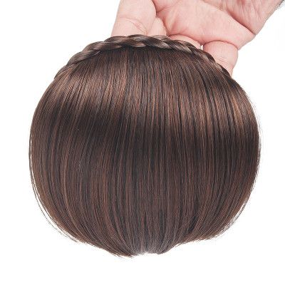 Short Bangs Braid Blunt Natural Hairpieces Heat Resistant