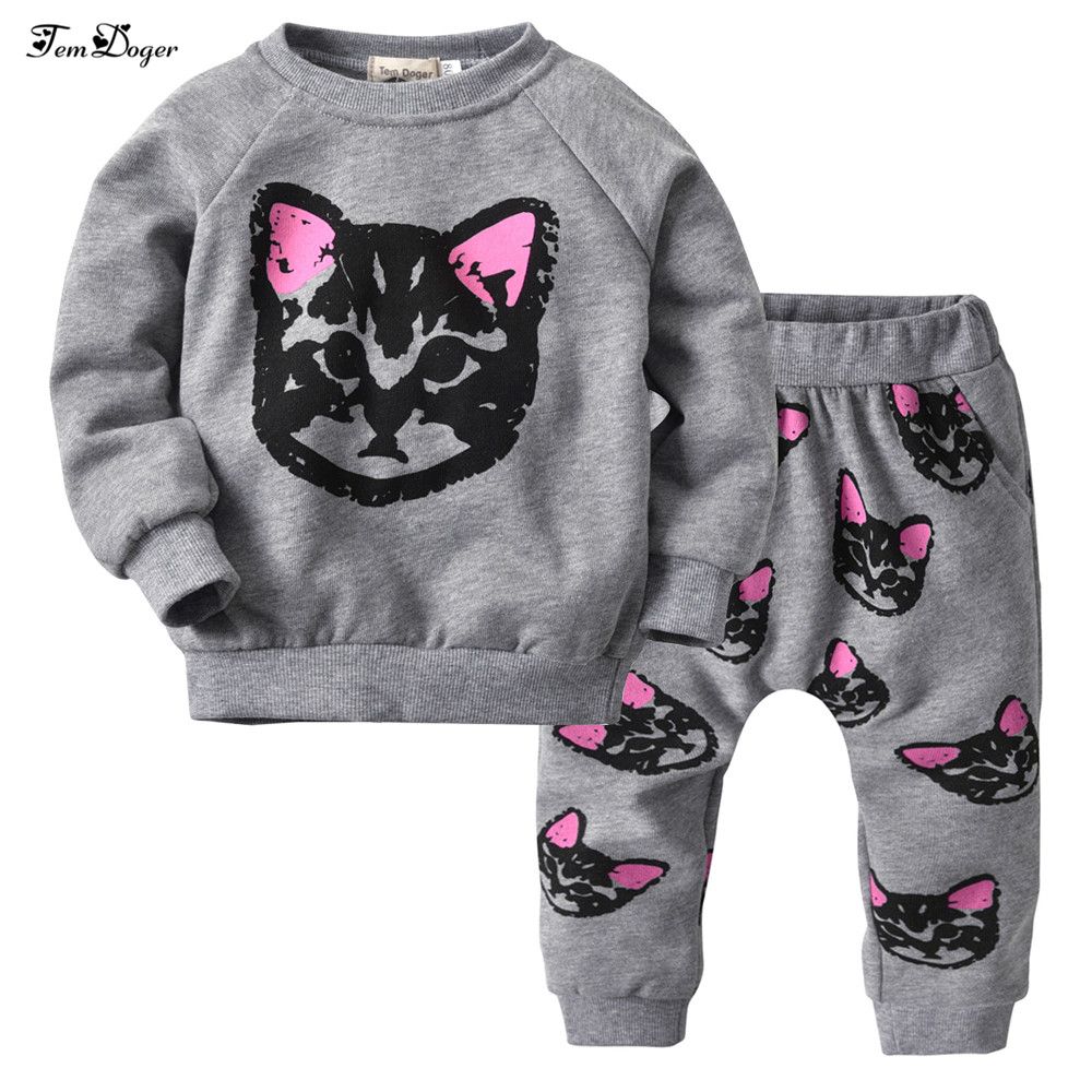 2020 Free Shiping 2016 Winter Girls Cat Clothing Kids Girls