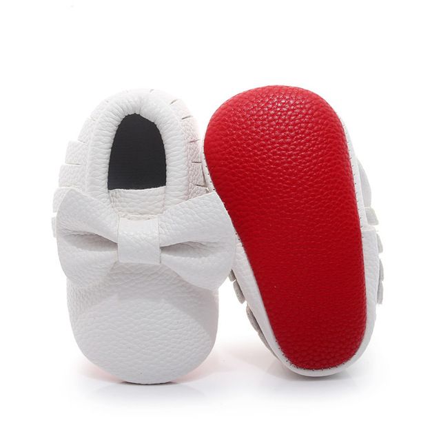 red bottom baby moccasins