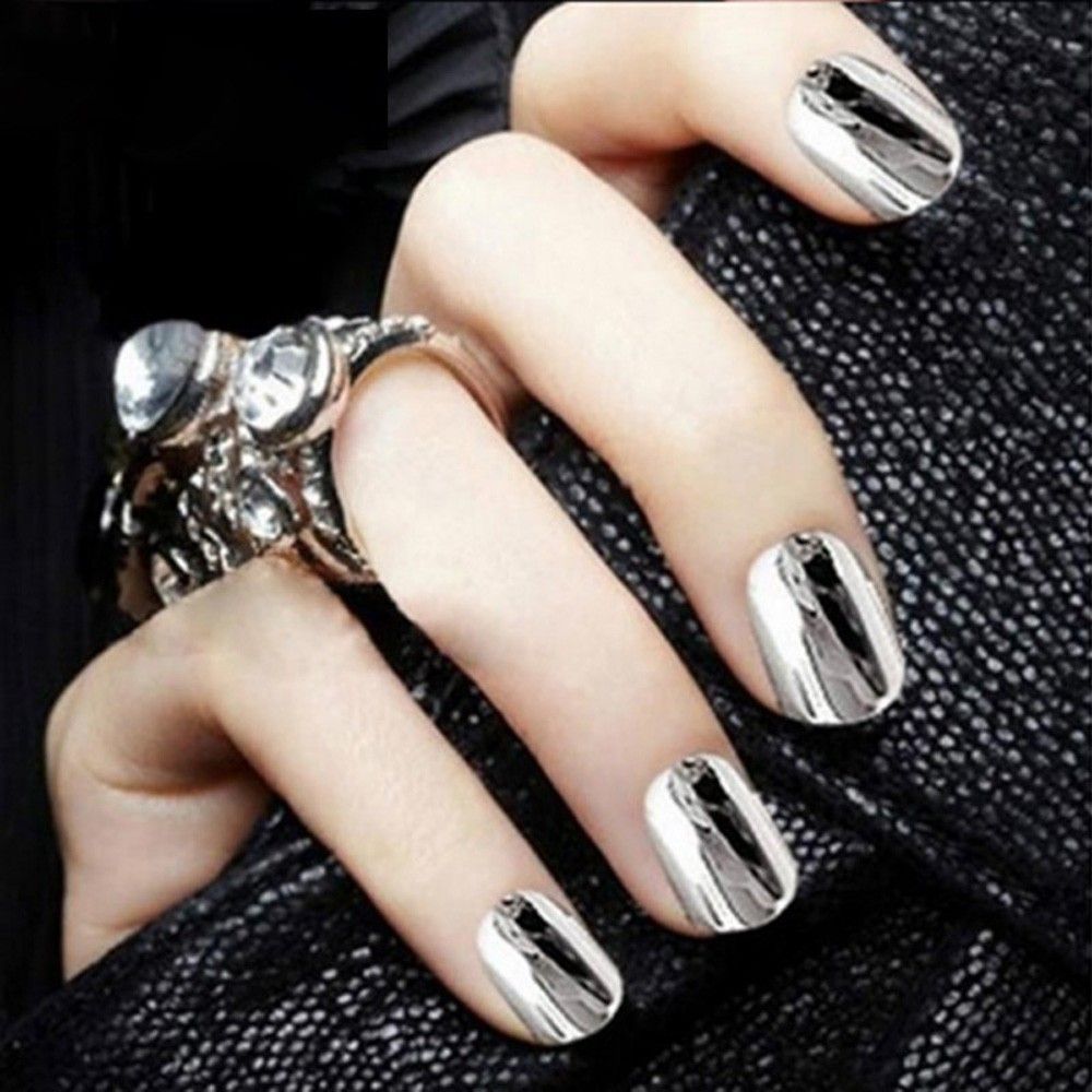 Women Mirror Powder Effect Chrome Nails Pigment Gel Polish Diy
