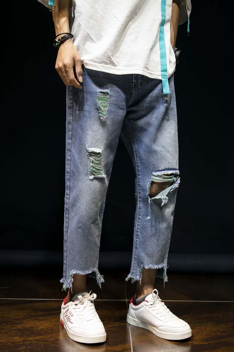 straight leg ripped jeans mens