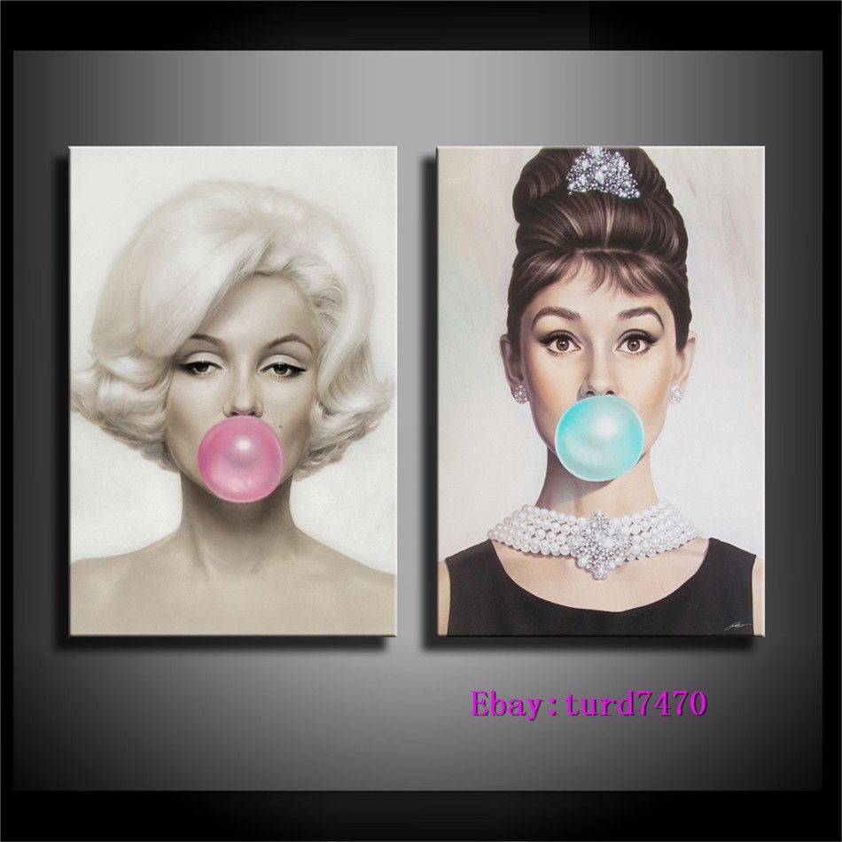 Audrey Hepburn Bubble Gum Photo Picture Print On Framed Canvas Wall Art Decor