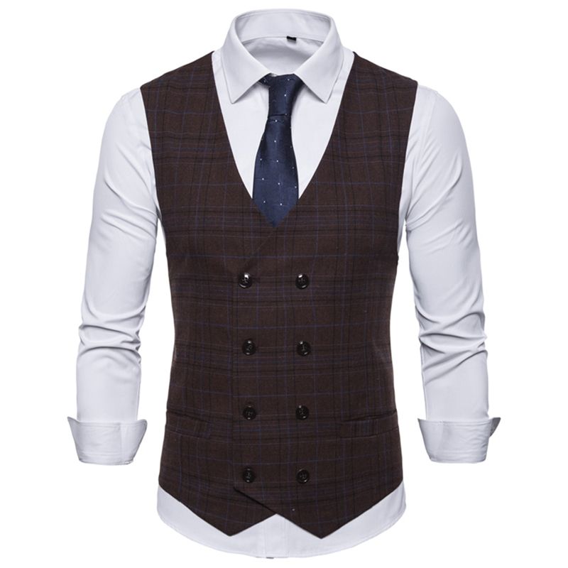 2020 Business Casual Vest Waistcoat Men 2019 New Simple Mens Casual Style Double Breasted Waistcoat V Neck Vest Men From Chuanzuo 22 22 Dhgate Com