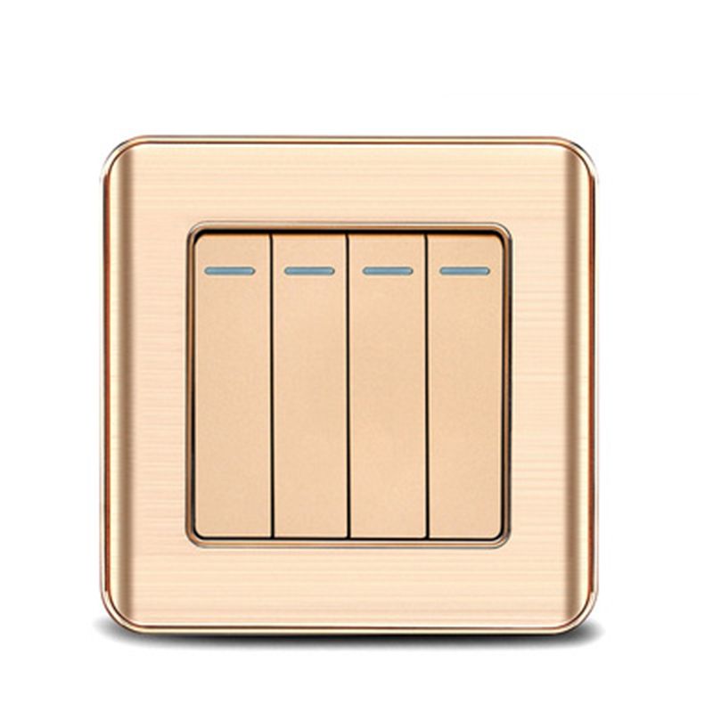 2020 Gold Color 4 Gang 1 Way Plastic Wall Switch And 10A Light Switch