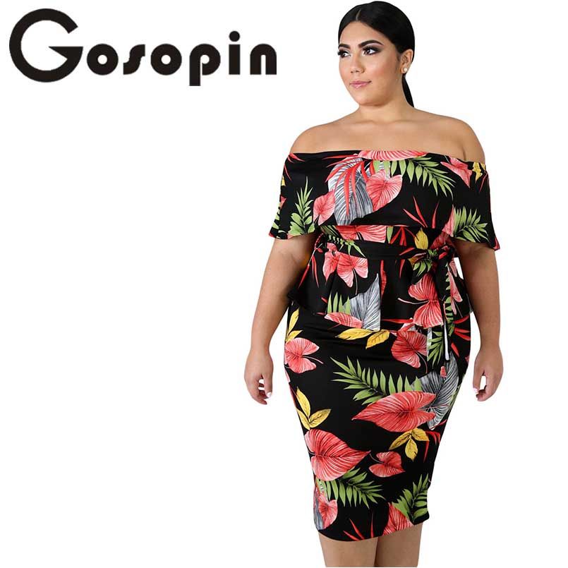 tropical print plus size dresses