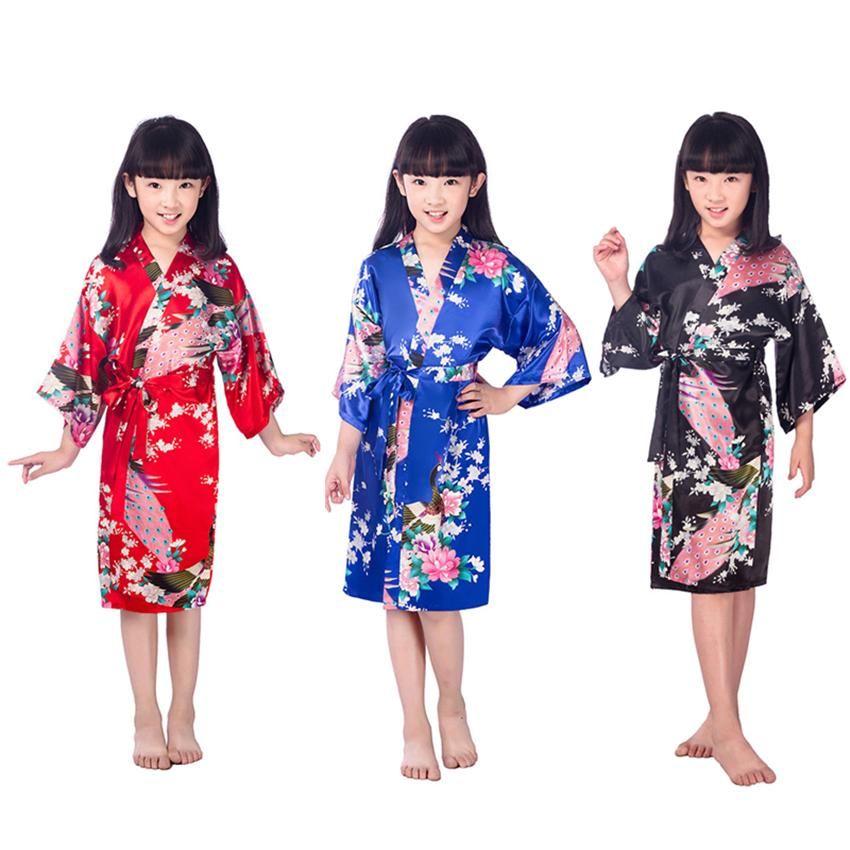 21 Girls Yukata Japanese Kimono Traditional Costumes Kids 1 14 Years Summer Thin Polyester Home Pajamas Height 70 160cm From Currency 15 21 Dhgate Com