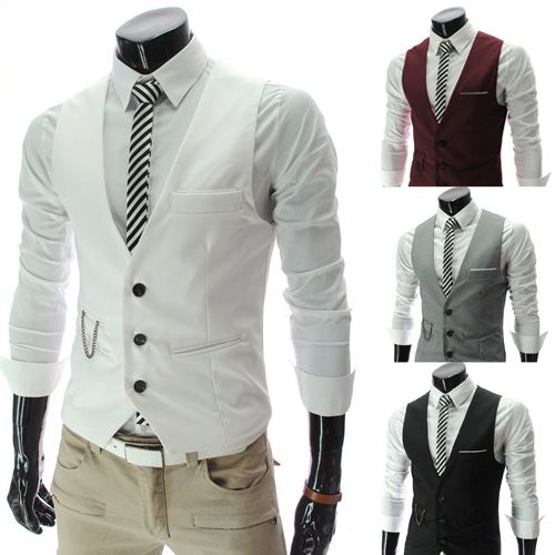 Fashion New Style Formal Mens Waistcoat Groom Tuxedos Wedding Party ...