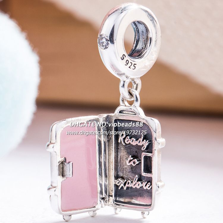 Sterling Silver Enameled Flat Apple Dangle Charm Bead For Bead Charm Bracelet