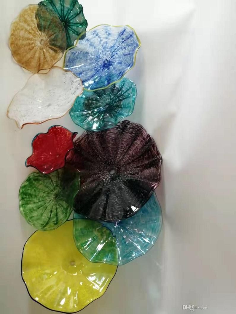 2020 Hand Blown Wall Plate Decorative Art Glass Flower Shape Glass Wall