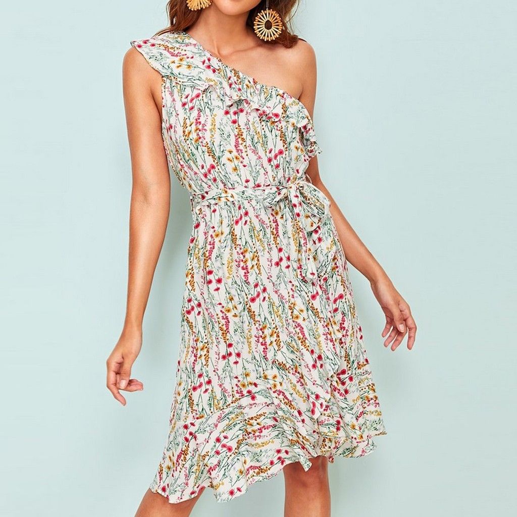 one shoulder beach dress