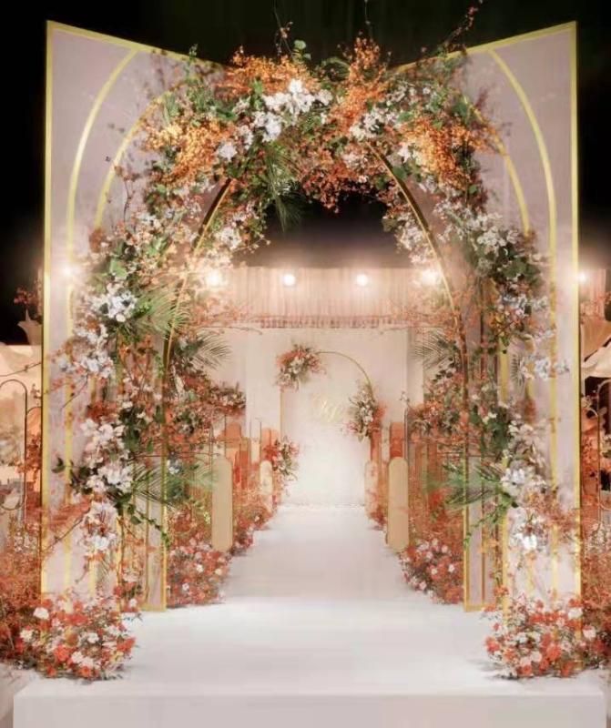 New wedding props flower pavilion Handover ceremony area decoration passage  flower hall arches Wedding background frame