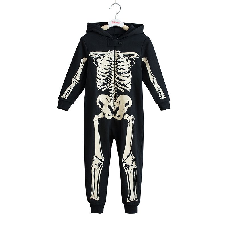 Skeleton Autumn Winter Teens Overalls Jumpsuit Kids Hooded