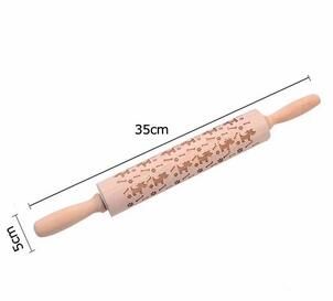 Christmas Rolling Pin Xmas Wooden Animal Heart Pattern Laser