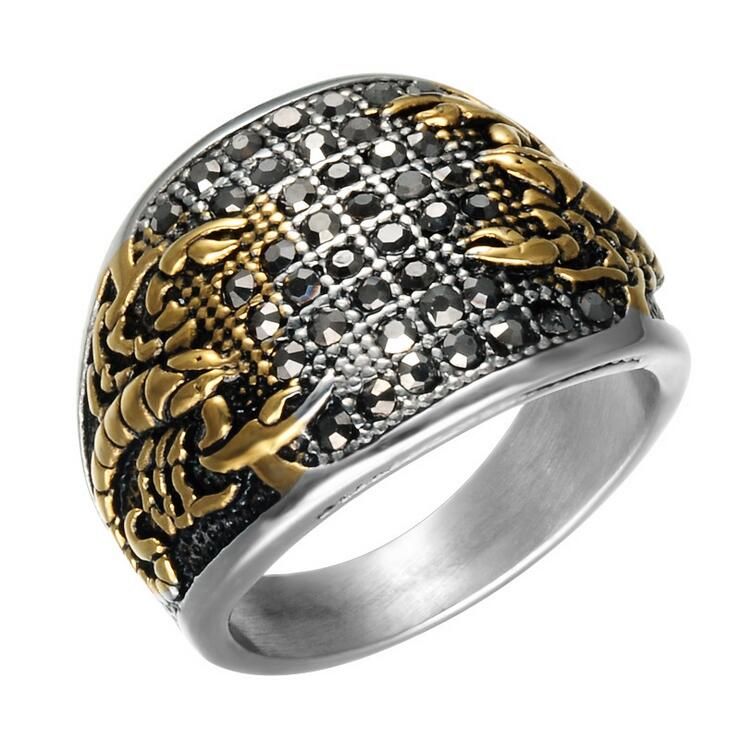 Cool Biker CZ Pave Metal Scorpion Stainless Steel Mens Ring