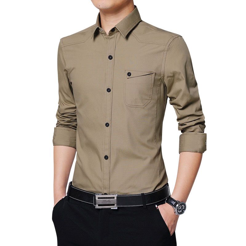 camisa kaki hombre