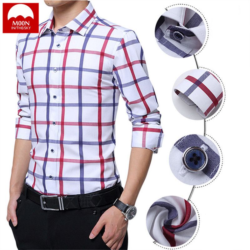 red and white checkered men's dress shirt