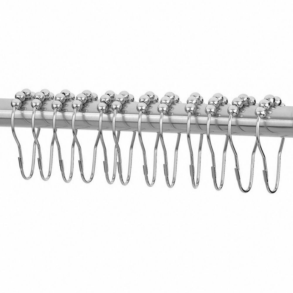 2021 Stainless Steel Curtain Hooks Bath Curtain Rollerball Shower