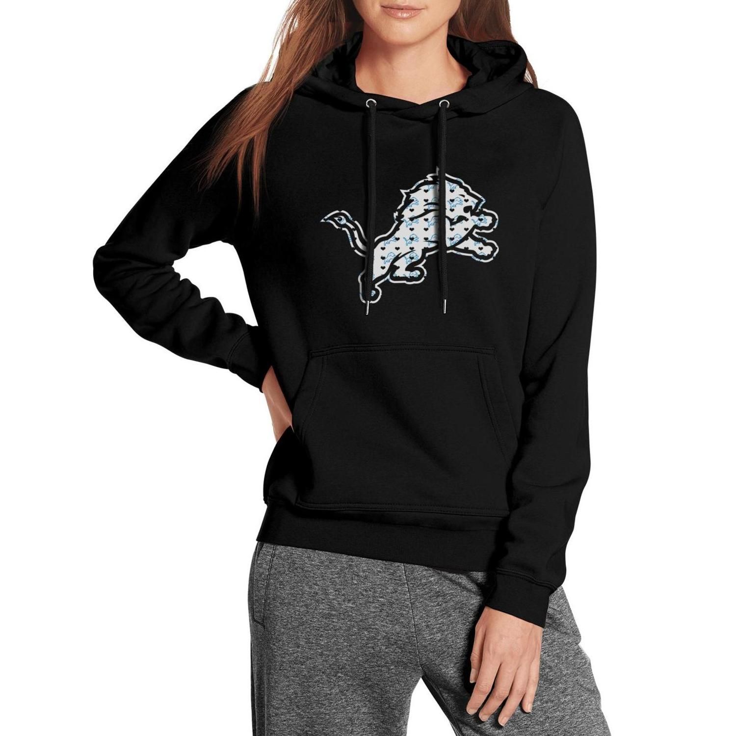 Black Womens Hoodie Fleece Sweatshirt 