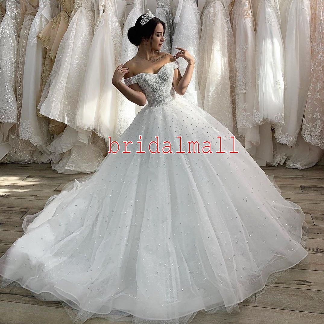 Sexy Heavy Pearls Beaded Ball Gown 