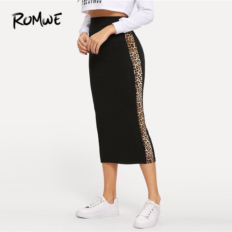 leopard skirt romwe