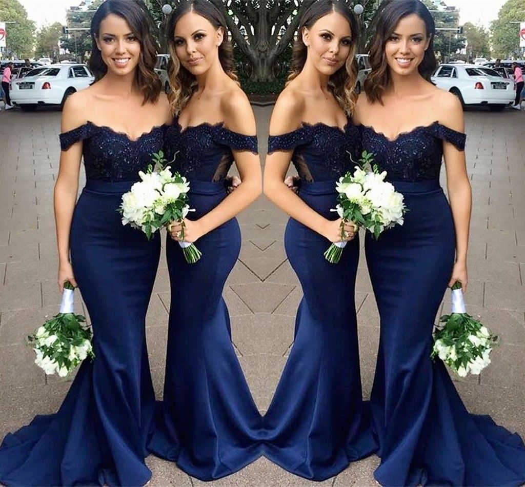elegant navy blue bridesmaid dresses