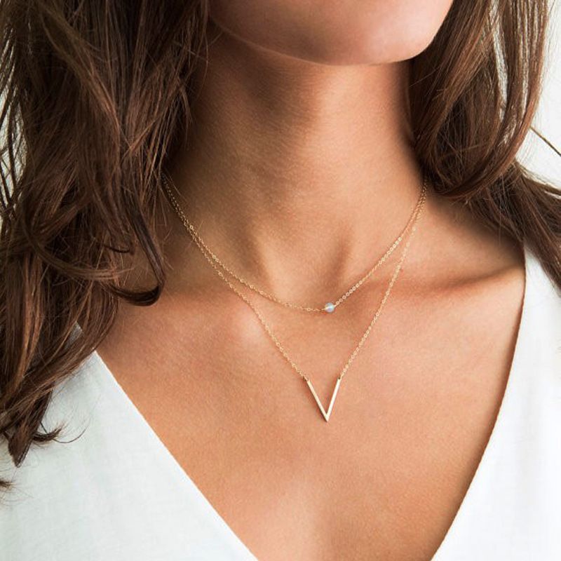 V Initial Alphabet Pendant Chain 