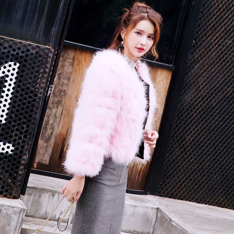 plus size pink faux fur jacket