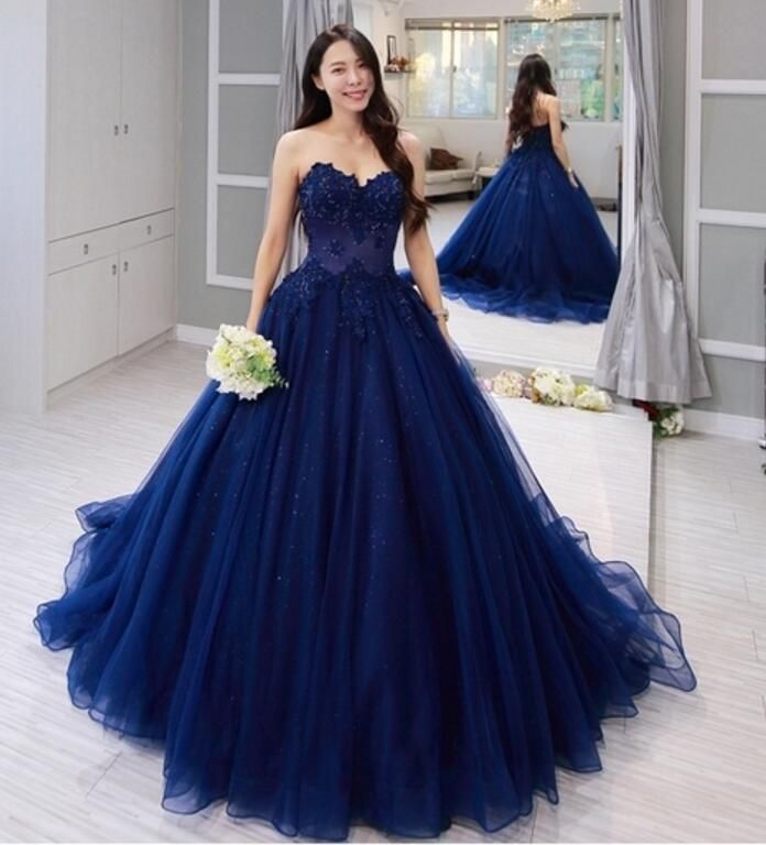 vestido formatura longo azul
