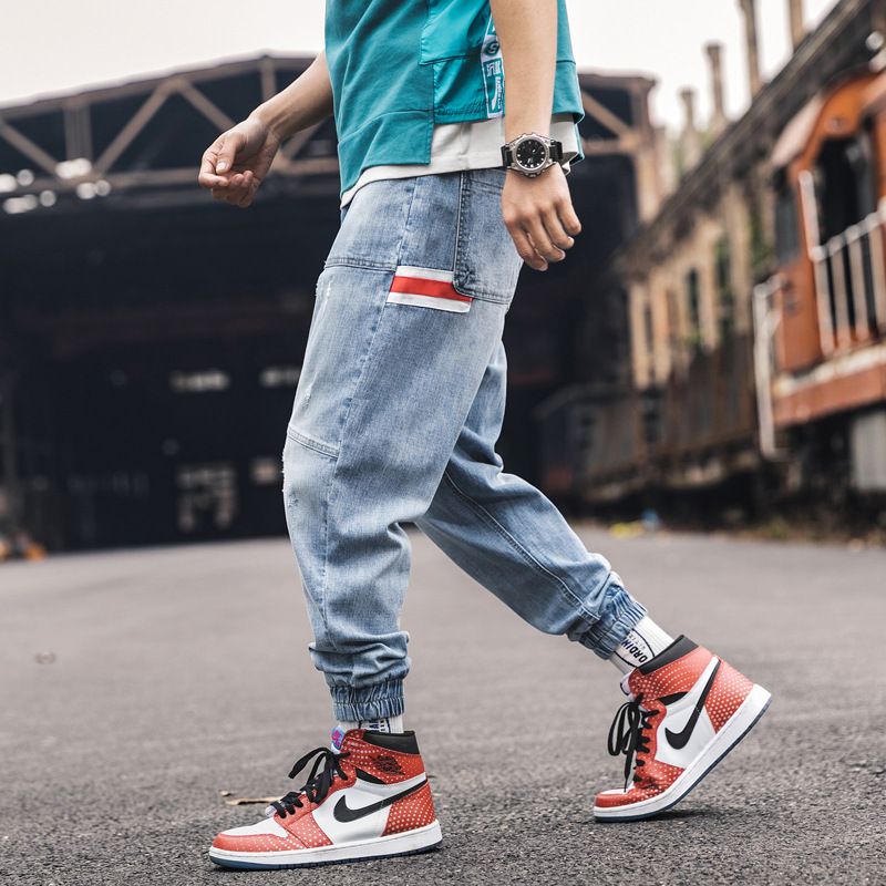 Fashion Streetwear Men Jeans Spliced 