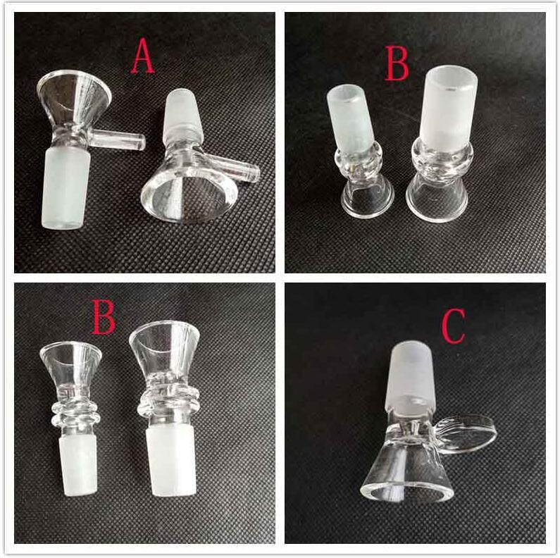 Thick Round Funnel Glass Bowl Herb Dry Oil Burners With Handle 3 Types 14mm 18mm male For Smoking Tools Accessories Glass Bongs Bubble