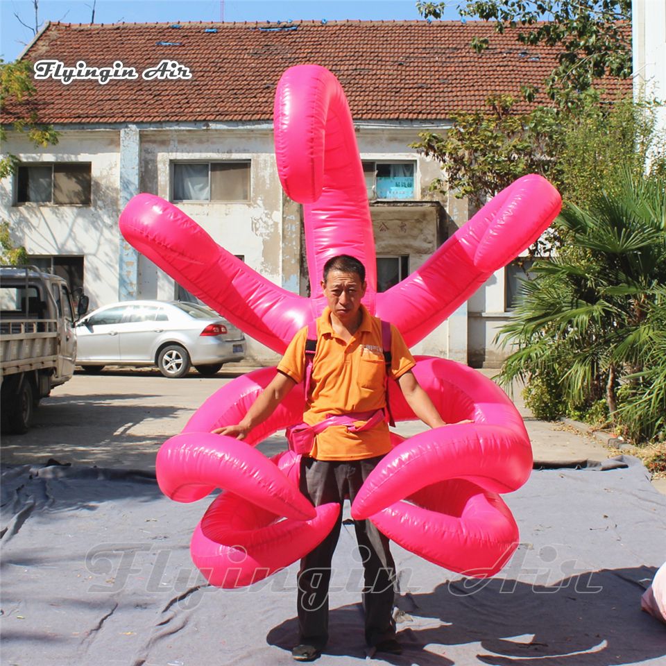 Adult Wearable Inflatable Dancing Costume Pink Walking Blow Up Octopus