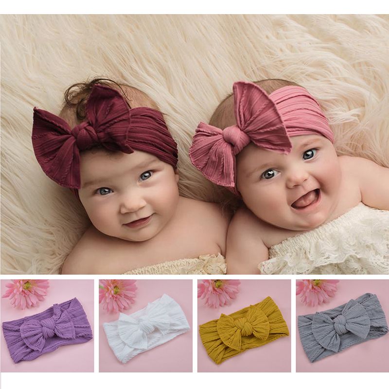 Diadema de nailon para bebé,turbante para niña recién naci 