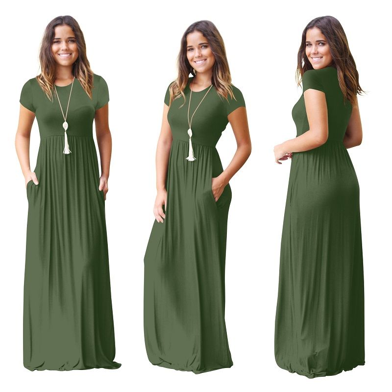 Vestido De Primavera De Manga Corta Para Mujer Túnica Casual Vestido De Primavera De Manga Corta Para Mujer Túnica Casual