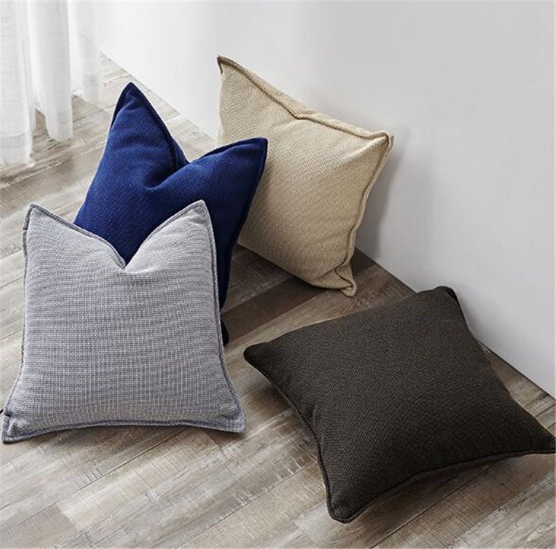 Pillow Covers Cushions Cover Solid Color Linen Fashion Office Sofa